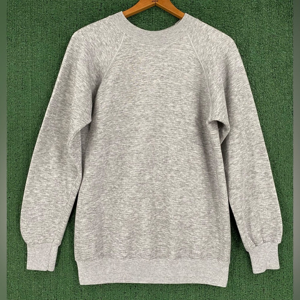 Vintage 80’s Hanes Grey Blank Raglan Tri Blend Sweatshirt Men’s Small USA Made